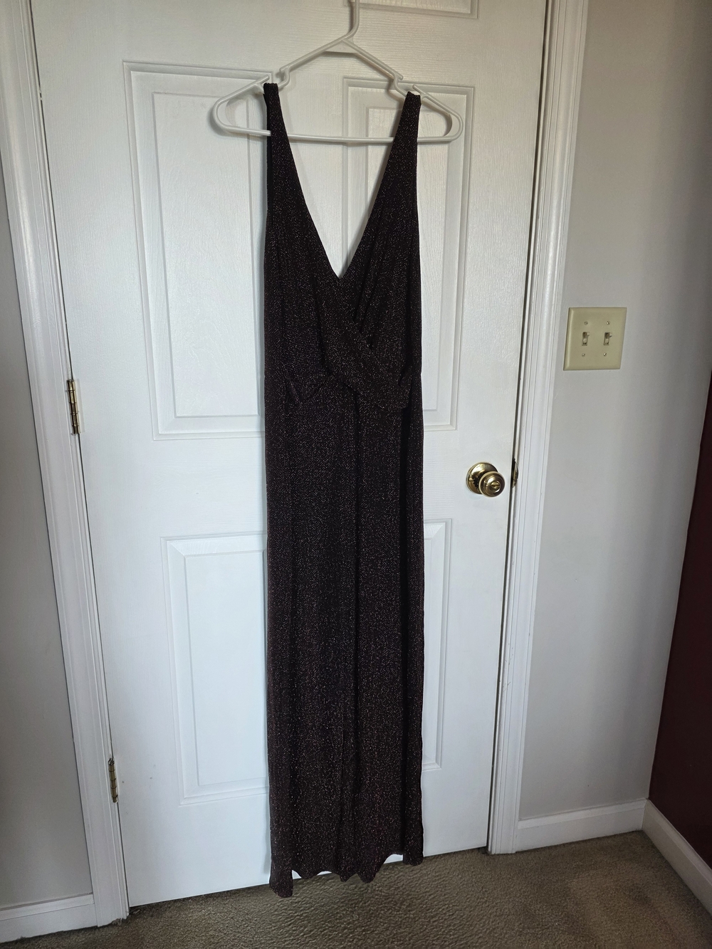 Candie's Shimmery Deep V-Neck Jumpsuit - Black